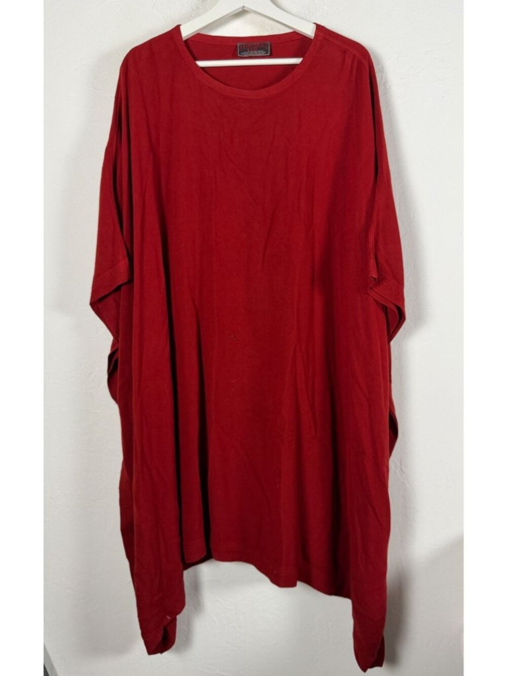 Tienda Ho Womens Poncho Top Red Open Side Kaftan Cape Knit Oversized Pullover OS